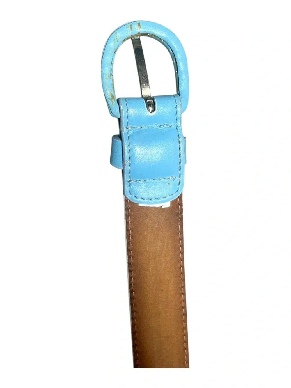 Talbots Women’s Genuine Leather Belt – Robin’s Egg Blue | Size XS | 1” Wide